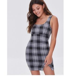 Plaid black and white mini dress